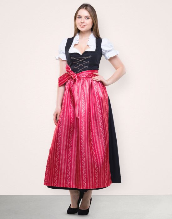 Dirndl Lang Katharina In Rot Schwarz