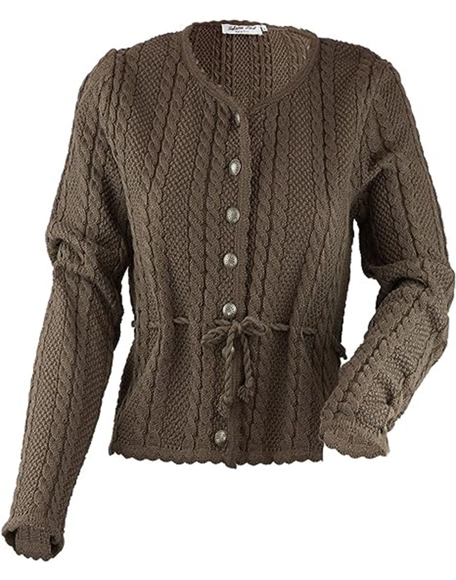 Sabrina Prexl Jacke Strickjacke Damen Dirndljacke Walk Jacke Trachtenstrickjacke Braun