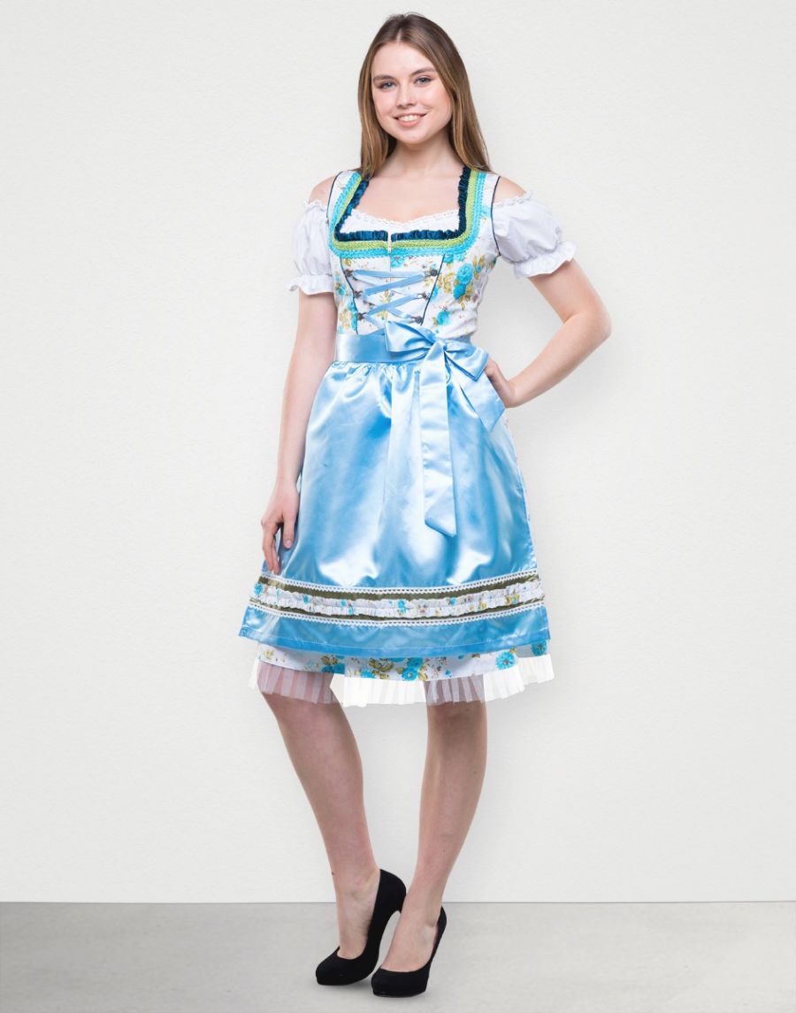 Dirndl Midi "Diana" in Hellblau