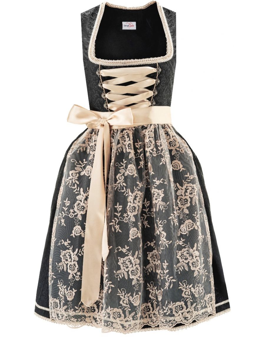 Dirndl Damen Midi schwarz 3 teilig 