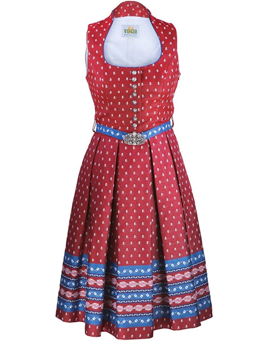 *Sale* Wenger Salome Damen Dirndl 2-TLG Trachtenkleid lang , Schürze Wenger Austrian Style Rot