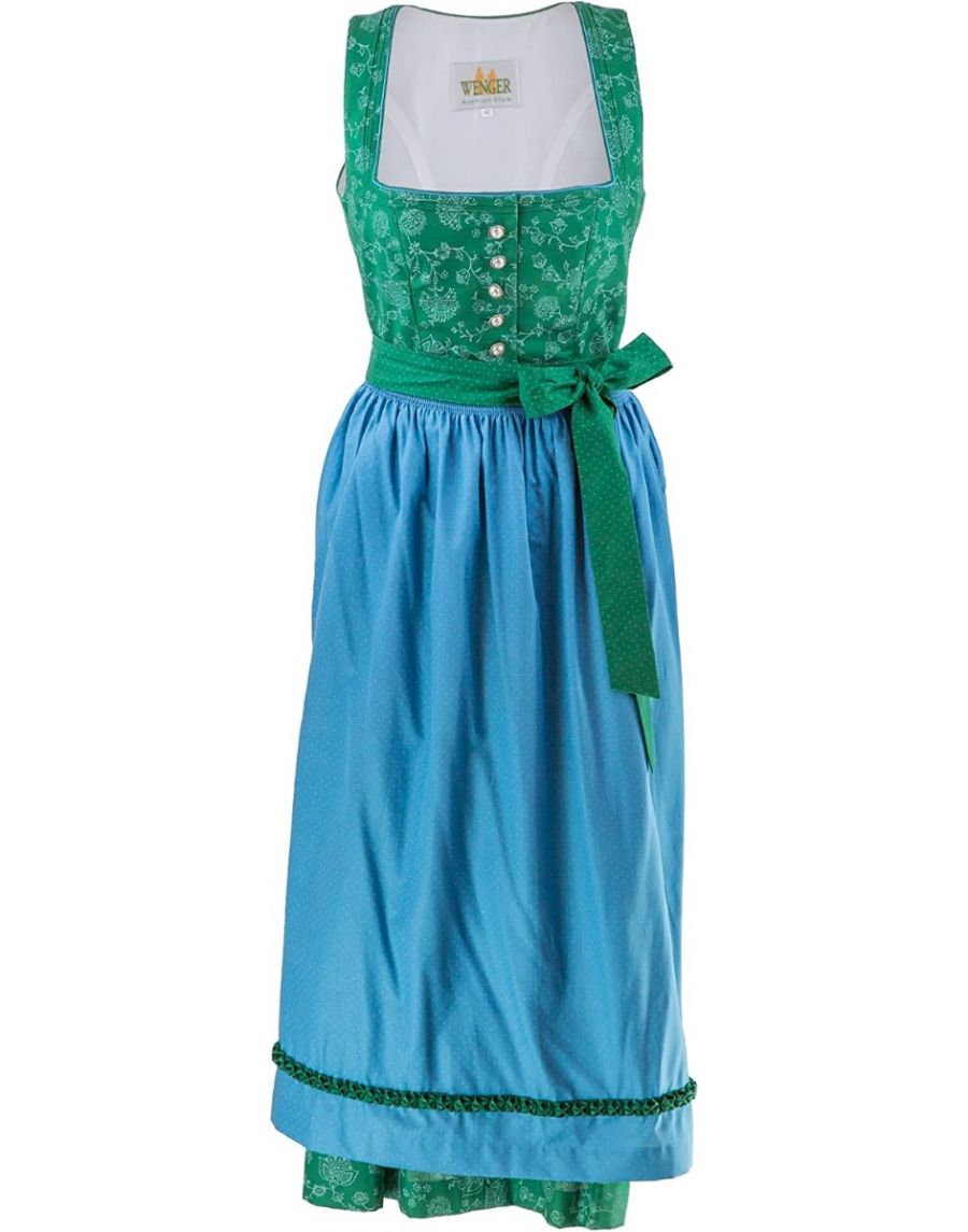 *Sale* Wenger Veronika Damen Dirndl 2-TLG Trachtenkleid lang 80cm , Schürze Wenger Austrian Style Grün