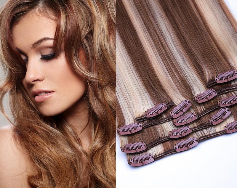 Extensions Echthaar Farbe Nr. #12_613 Hellbraun Blond